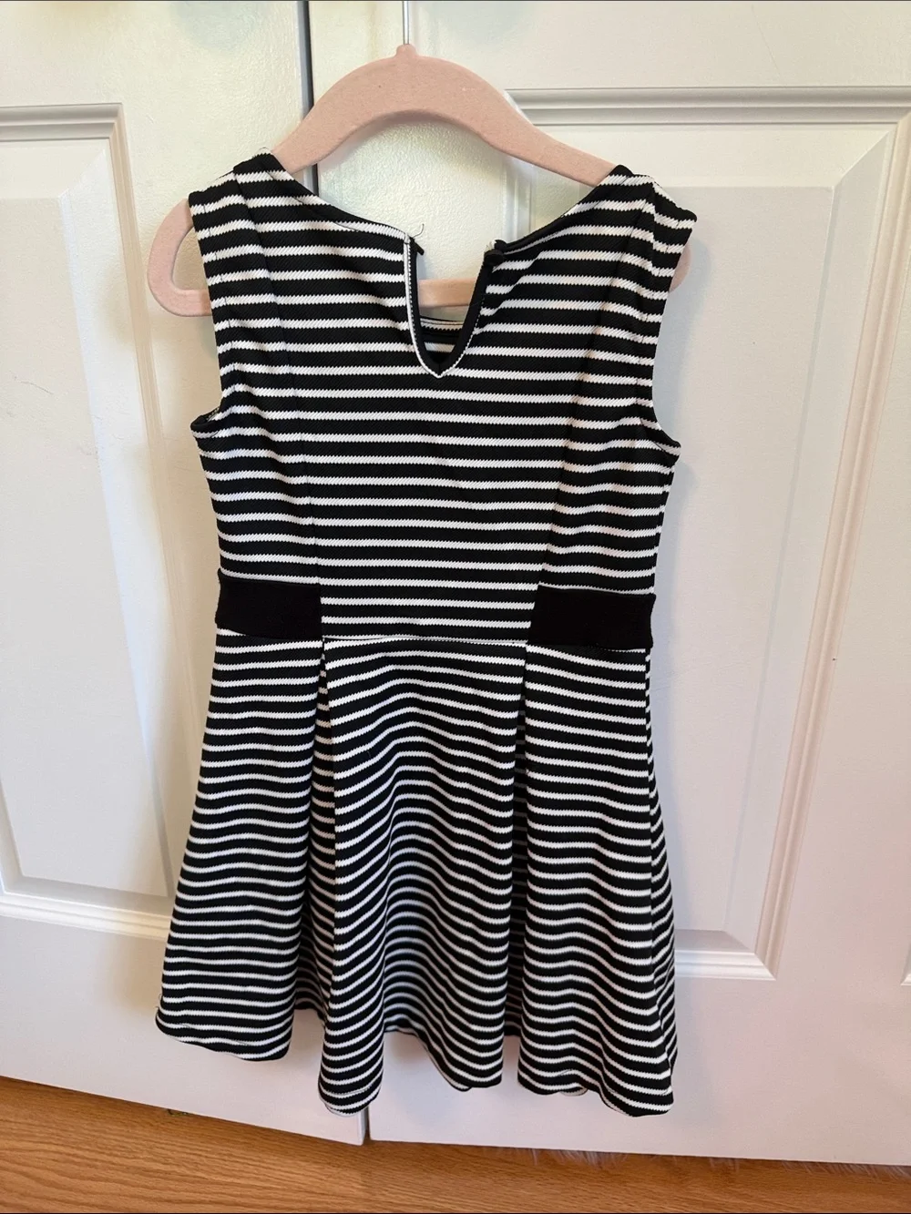 The Children's Place Black and White Striped Sleeveless Fit & Flare Dress